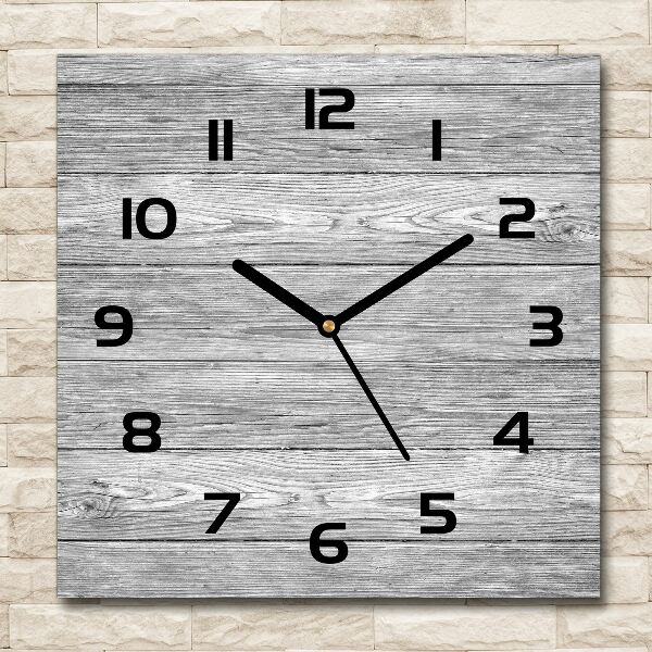 Square wall clock Wooden background