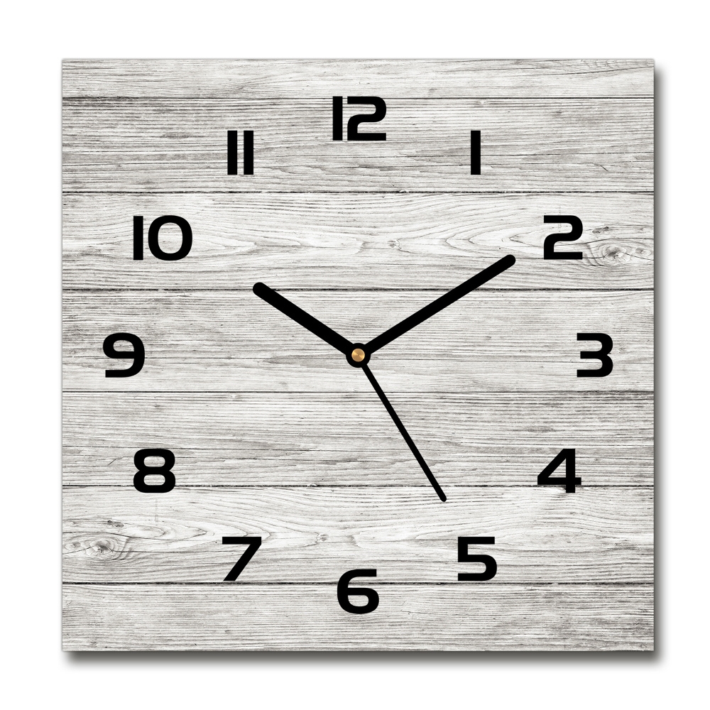 Square wall clock Wooden background