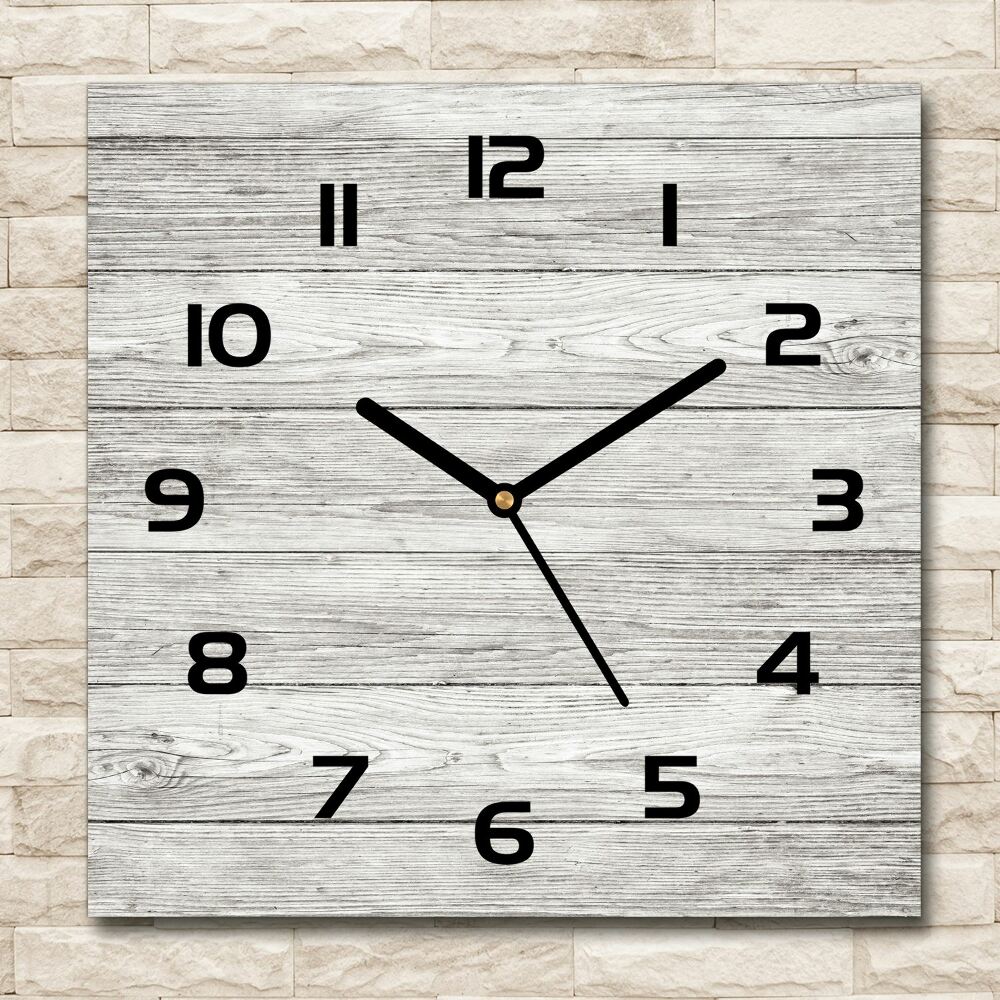 Square wall clock Wooden background