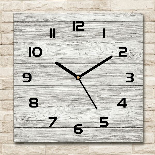 Square wall clock Wooden background