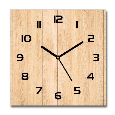 Square wall clock Wooden background