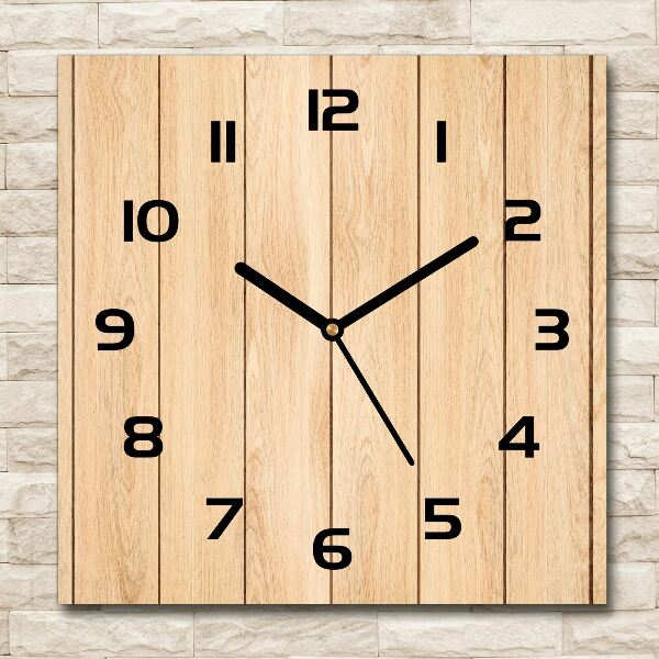 Square wall clock Wooden background