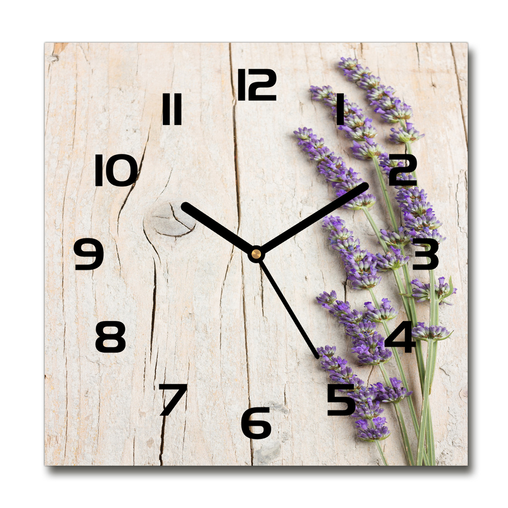 Square wall clock Lavender on wood