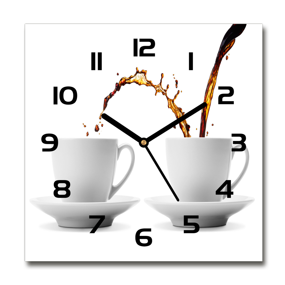 Square wall clock Pouring coffee