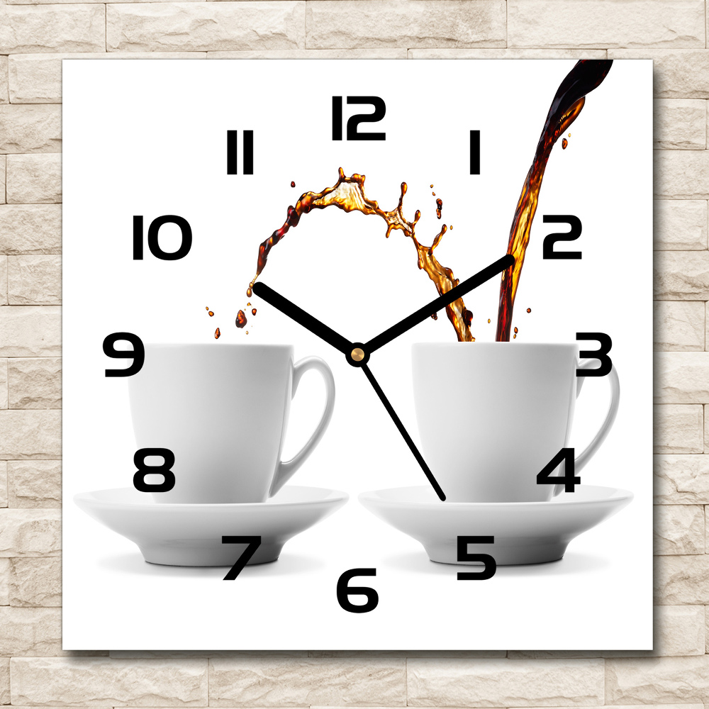 Square wall clock Pouring coffee