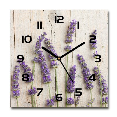 Square kitchen clock Lavender on wood