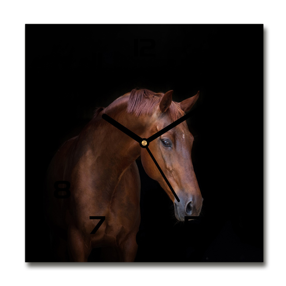 Square wall clock Brown horse