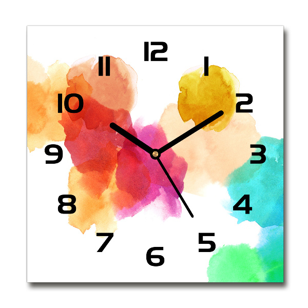 Square wall clock Colorful spots