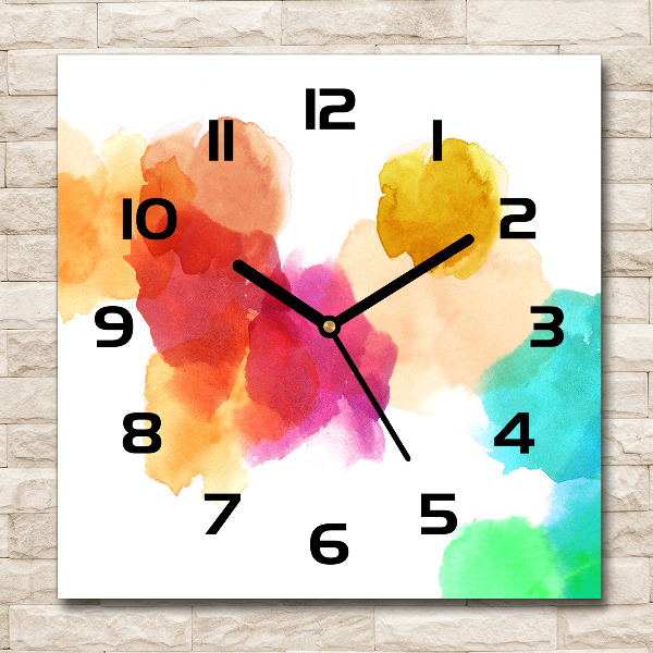 Square wall clock Colorful spots