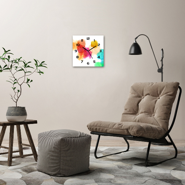 Square wall clock Colorful spots