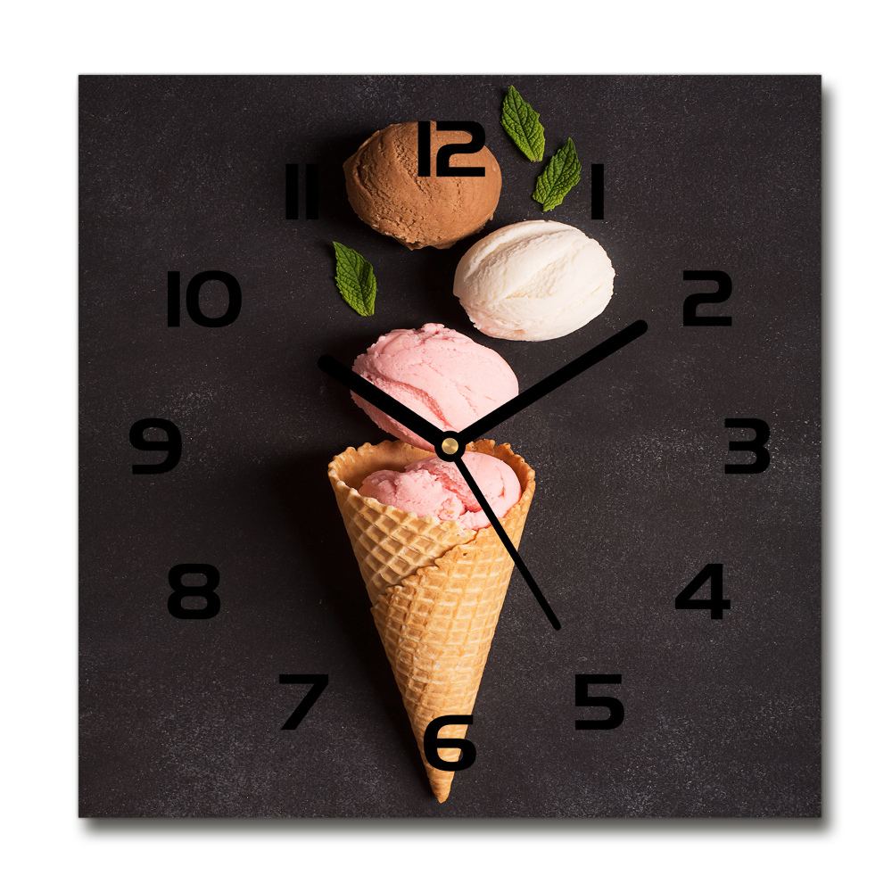 Square glass clock Ice cream