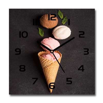 Square glass clock Ice cream