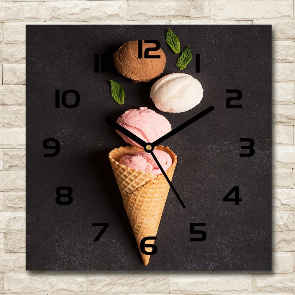 Square glass clock Ice cream