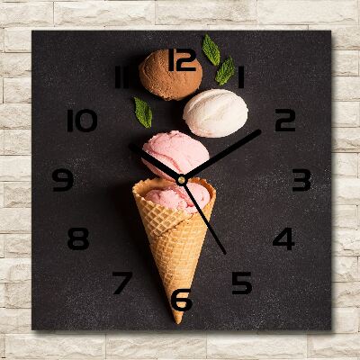 Square glass clock Ice cream