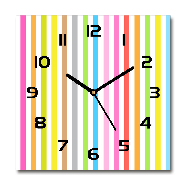 Square wall clock Colorful stripes