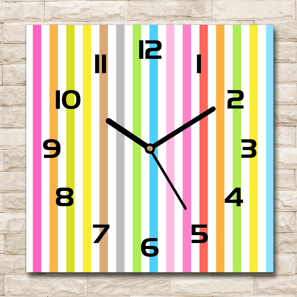 Square wall clock Colorful stripes