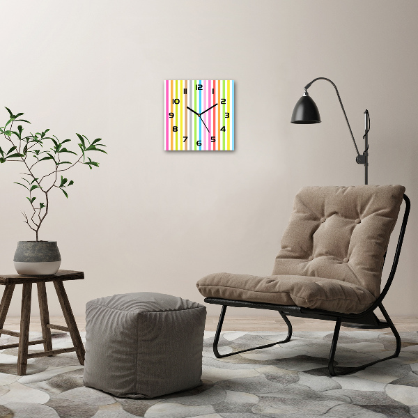 Square wall clock Colorful stripes