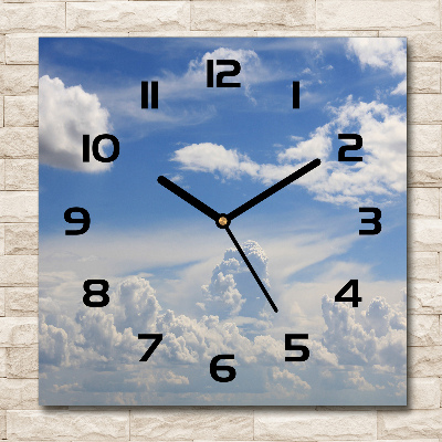 Square glass wall clock Clouds in the sky