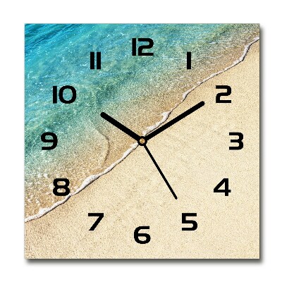 Square glass wall clock Beach wave