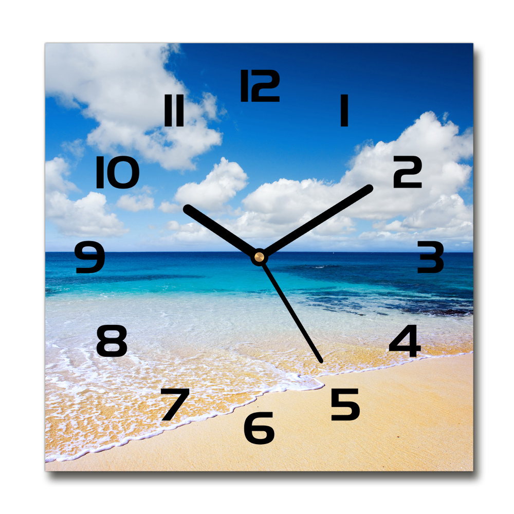 Square glass wall clock Calm sea