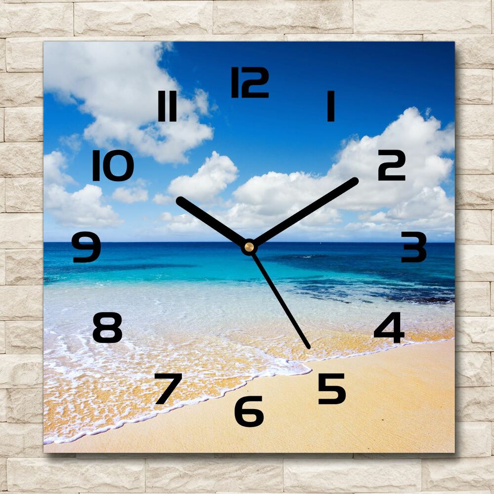 Square glass wall clock Calm sea