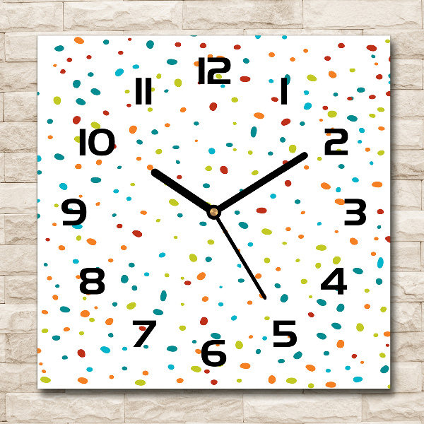 Square wall clock Colorful dots