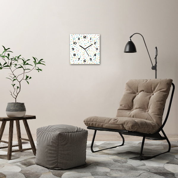 Square wall clock Colorful dots