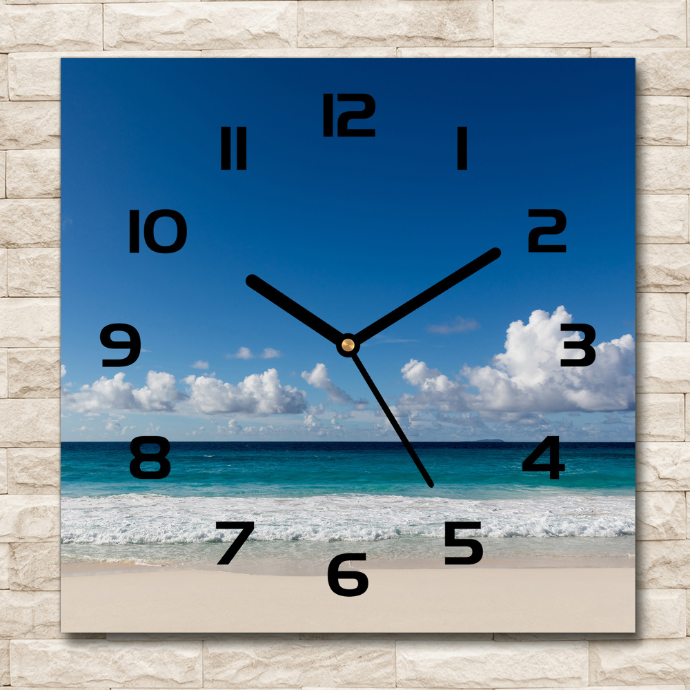 Square kitchen clock Seychelles beach