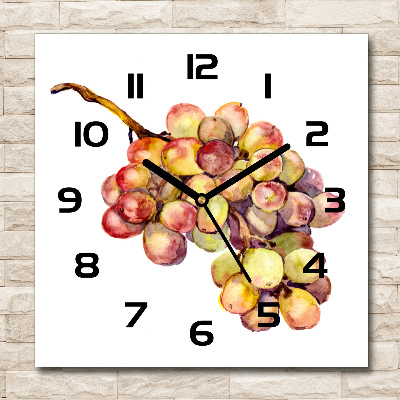 Square glass wall clock Bunch of grapes