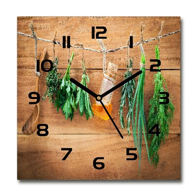 Square wall clock Herbs on a string