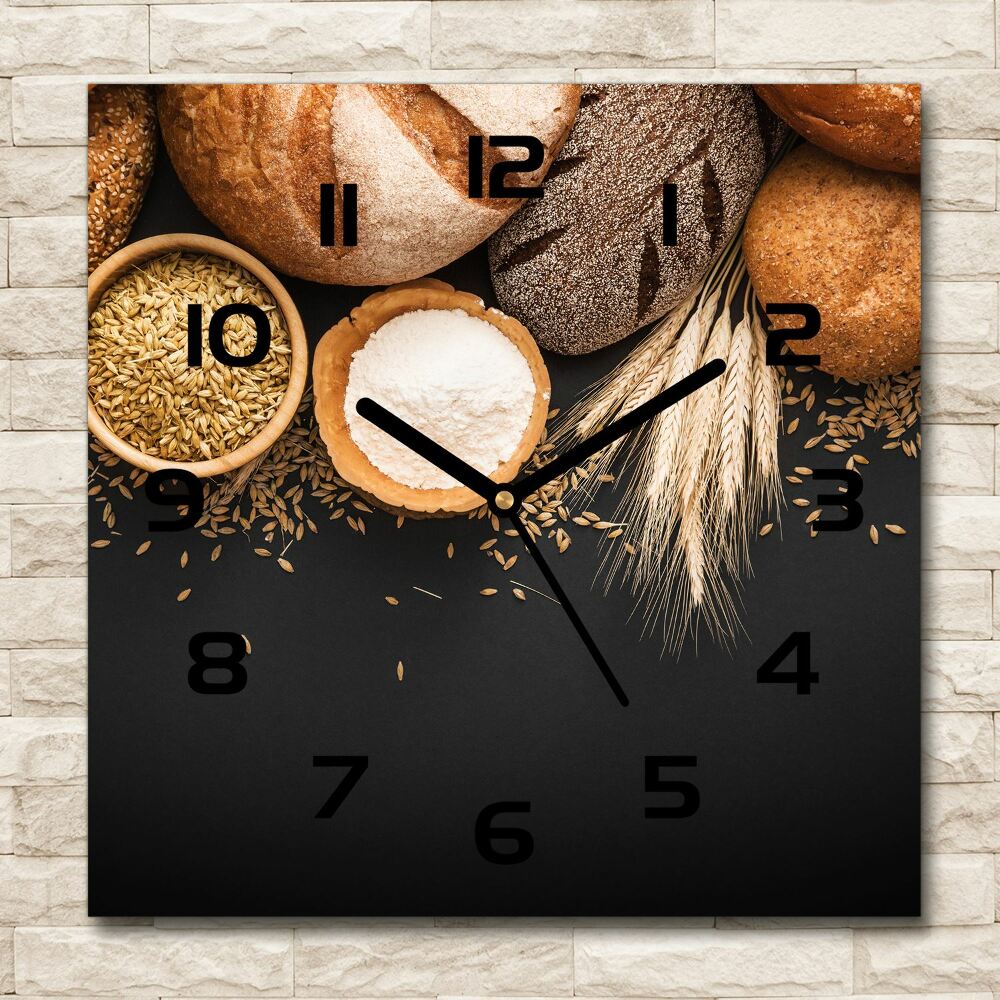 Square wall clock Bread and wheat