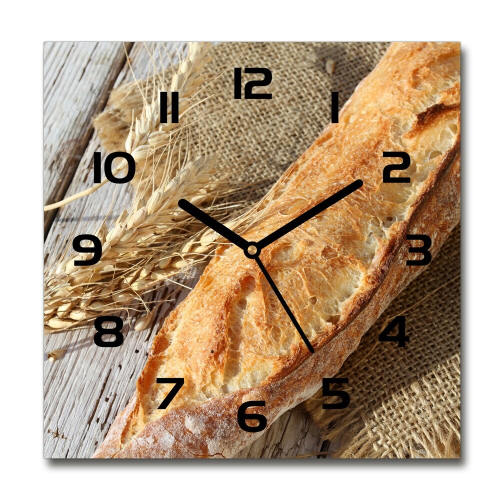 Square wall clock Fresh baguette