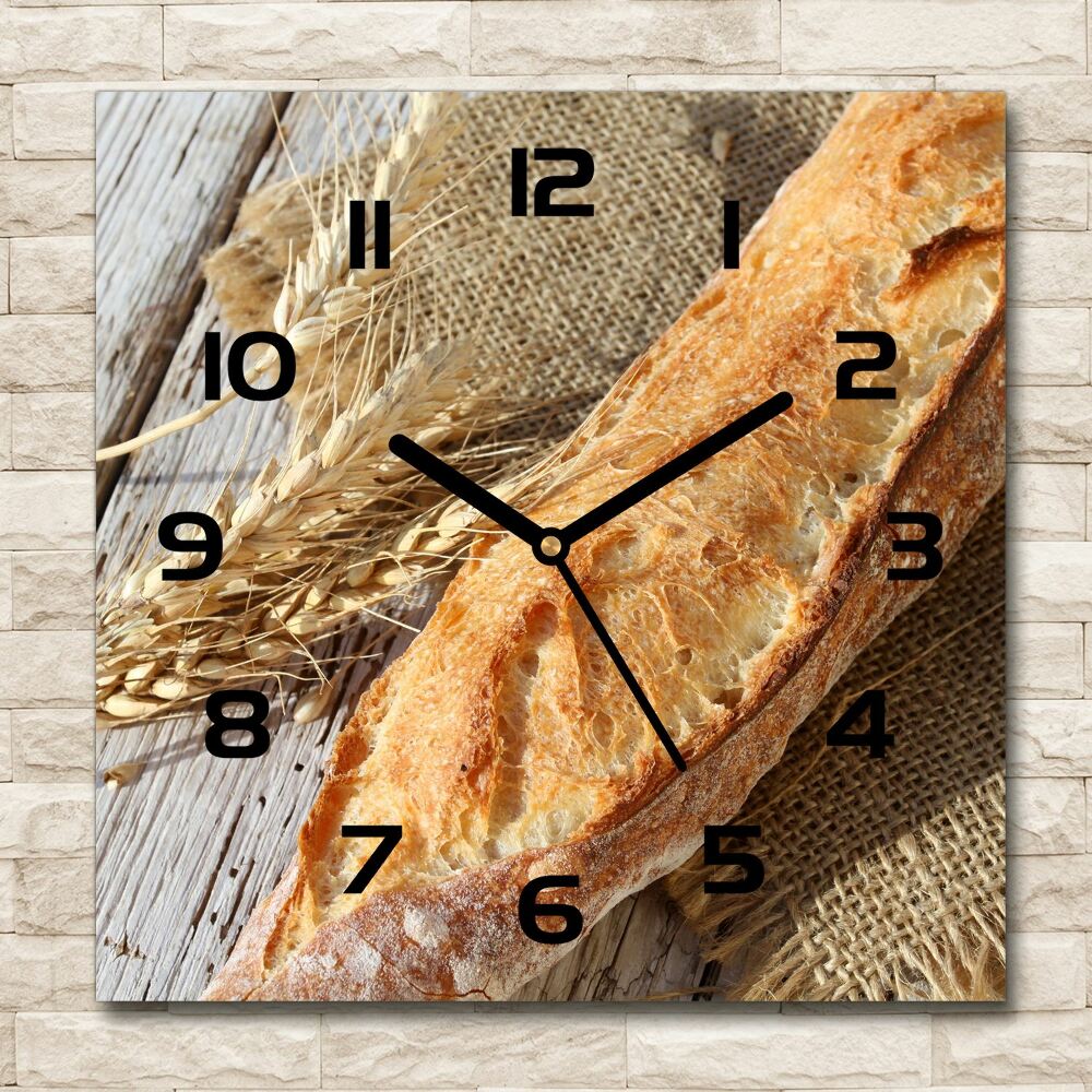 Square wall clock Fresh baguette