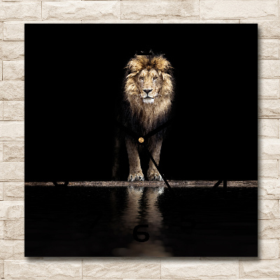 Square wall clock Portrait of a lion