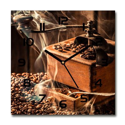 Square glass wall clock Coffee beans