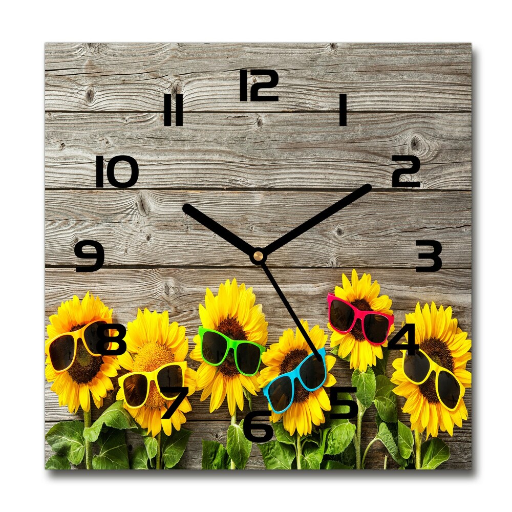 Square wall clock Sunflowers