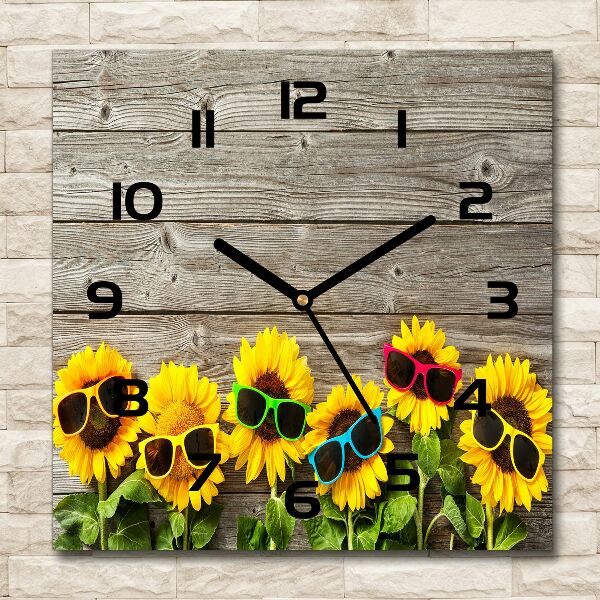 Square wall clock Sunflowers