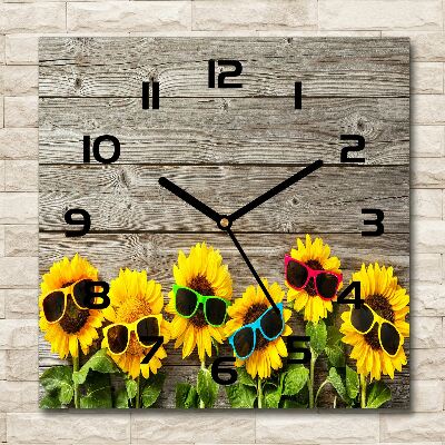 Square wall clock Sunflowers