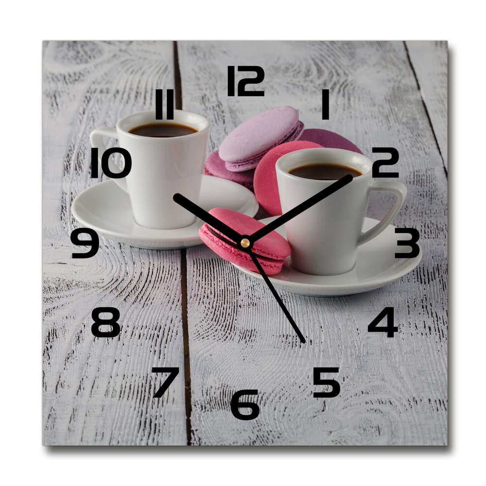 Square wall clock Coffee and cakes