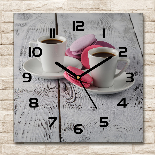 Square wall clock Coffee and cakes