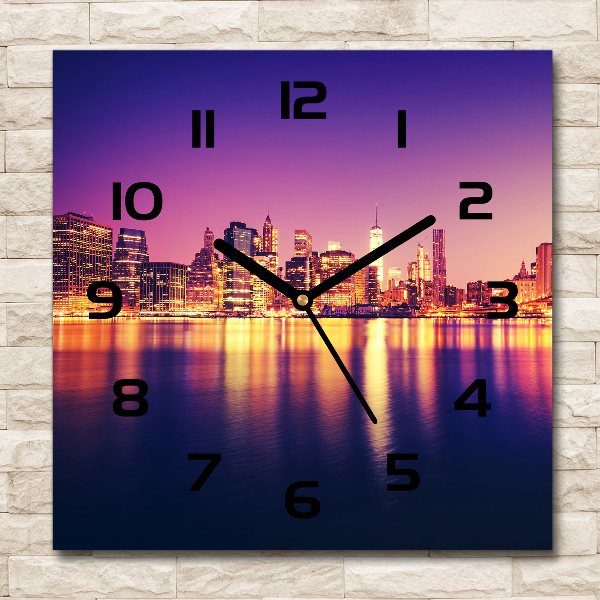 Square glass wall clock Manhattan New York