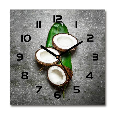 Square kitchen clock Coconut halves