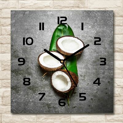 Square kitchen clock Coconut halves