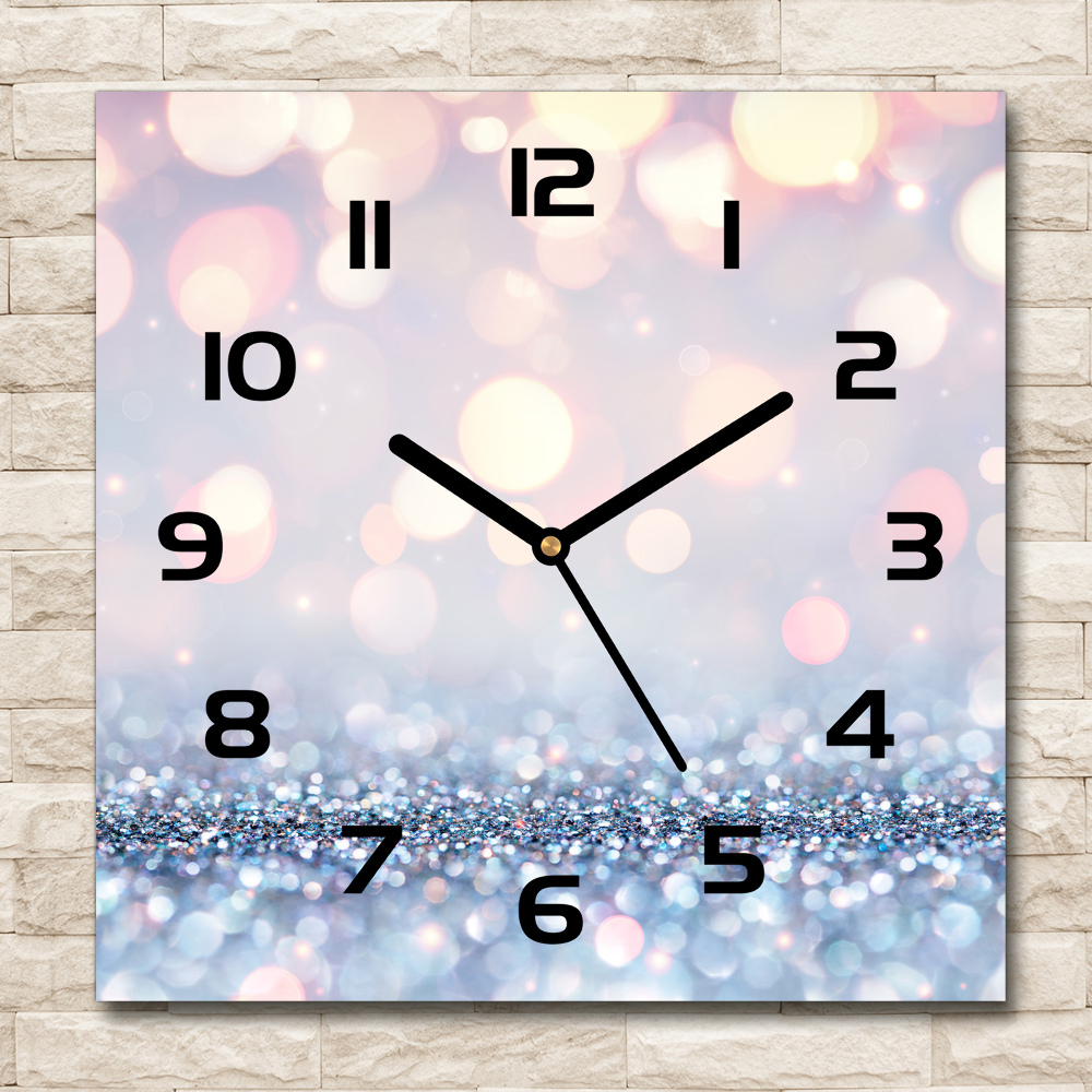 Square glass clock Shiny background