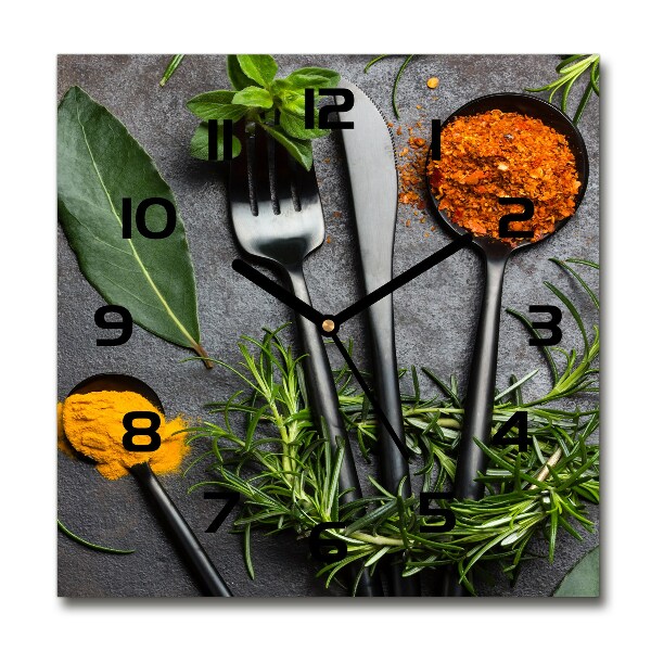 Square wall clock Cutlery and spices