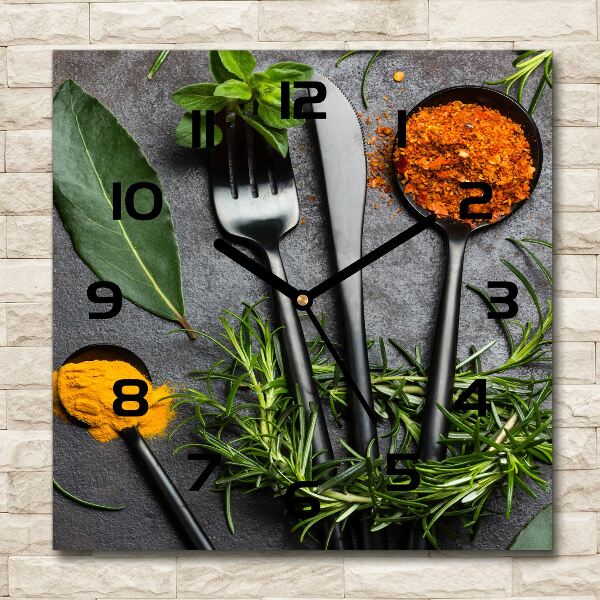 Square wall clock Cutlery and spices