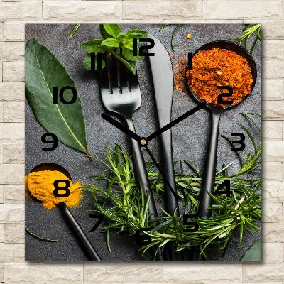 Square wall clock Cutlery and spices