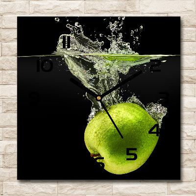 Square wall clock Green apples