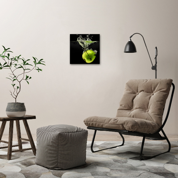 Square wall clock Green apples