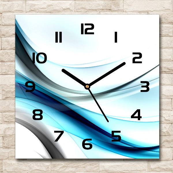 Square wall clock Wave abstraction